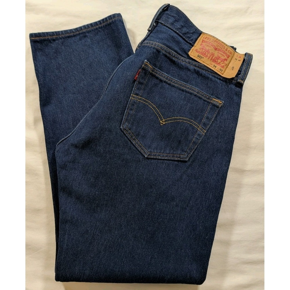 Levi's 501 Original Jeans Men's 34x32 (Actual 32x31) Dark Wash Button Fly Denim
